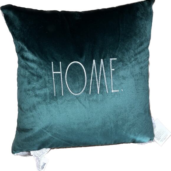 Rae Dunn velvet emerald Green “Home” Decorative Pillows - Picture 4 of 8